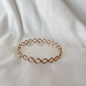 Wavy Scalloped Rose Gold Tone Bangle Bracelet